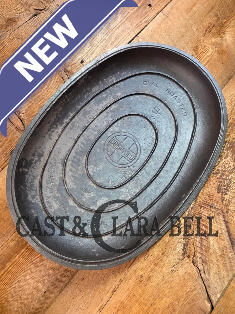 Priced to Sell: MONSTER! 1920βs Griswold #9 Large Block Logo Oval Roaster. P/N 645 Bottom 645 Lid - Dutch Ovens Trivets