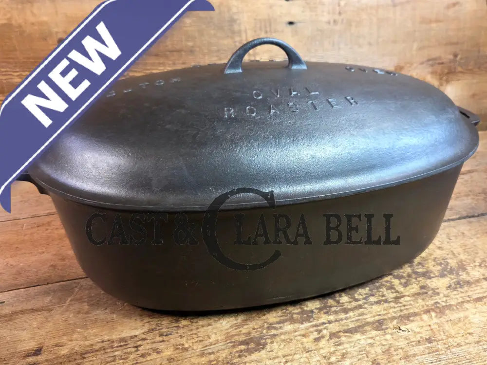 Priced to Sell: MONSTER! 1920βs Griswold #9 Large Block Logo Oval Roaster. P/N 645 Bottom 645 Lid - Dutch Ovens Trivets