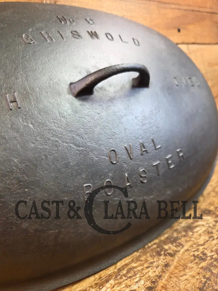 Priced to Sell: MONSTER! 1920’s Griswold #9 Large Block Logo Oval Roaster. P/N 645 Bottom 645 Lid - Dutch Ovens Trivets