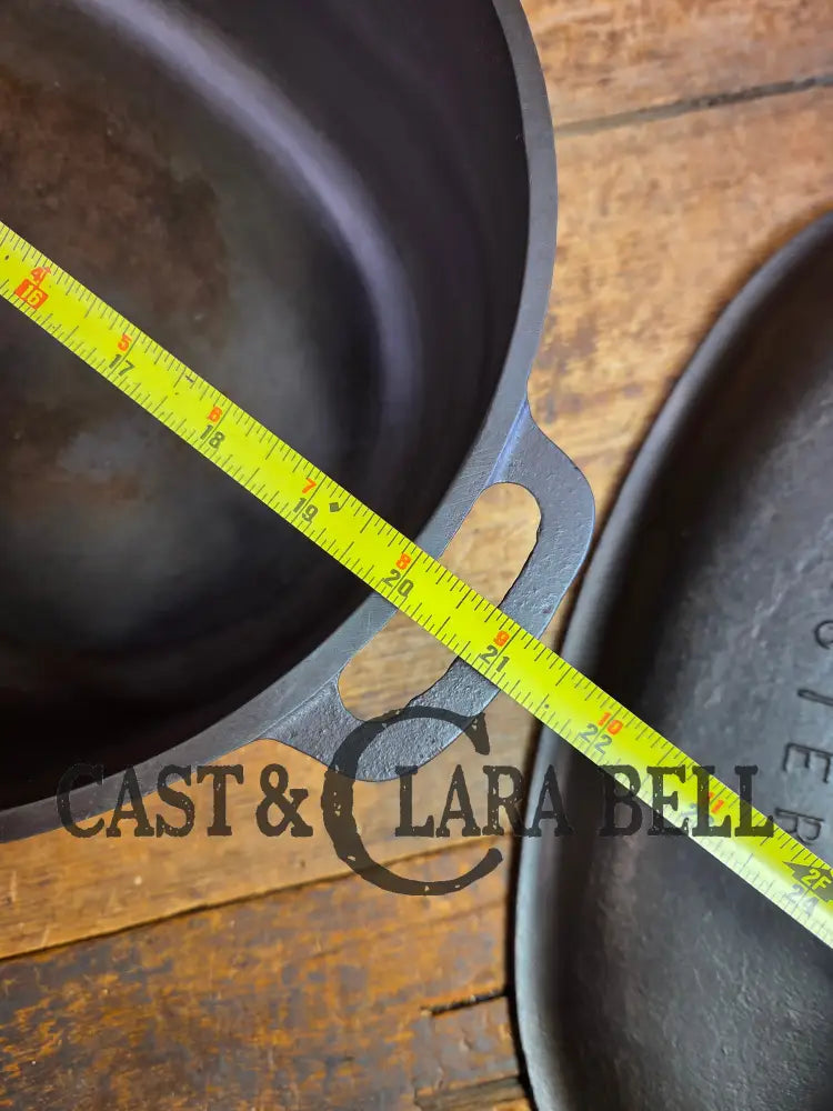 Priced to Sell: MONSTER! 1920’s Griswold #9 Large Block Logo Oval Roaster. P/N 645 Bottom 645 Lid - Dutch Ovens Trivets