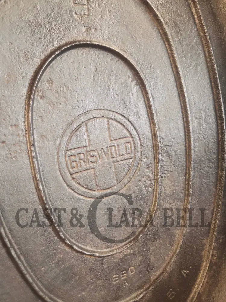 Priced to Sell: MONSTER! 1930βs Griswold #9 Large Block Logo Oval Roaster. P/N 649 Bottom 650 Lid - Dutch Ovens Trivets