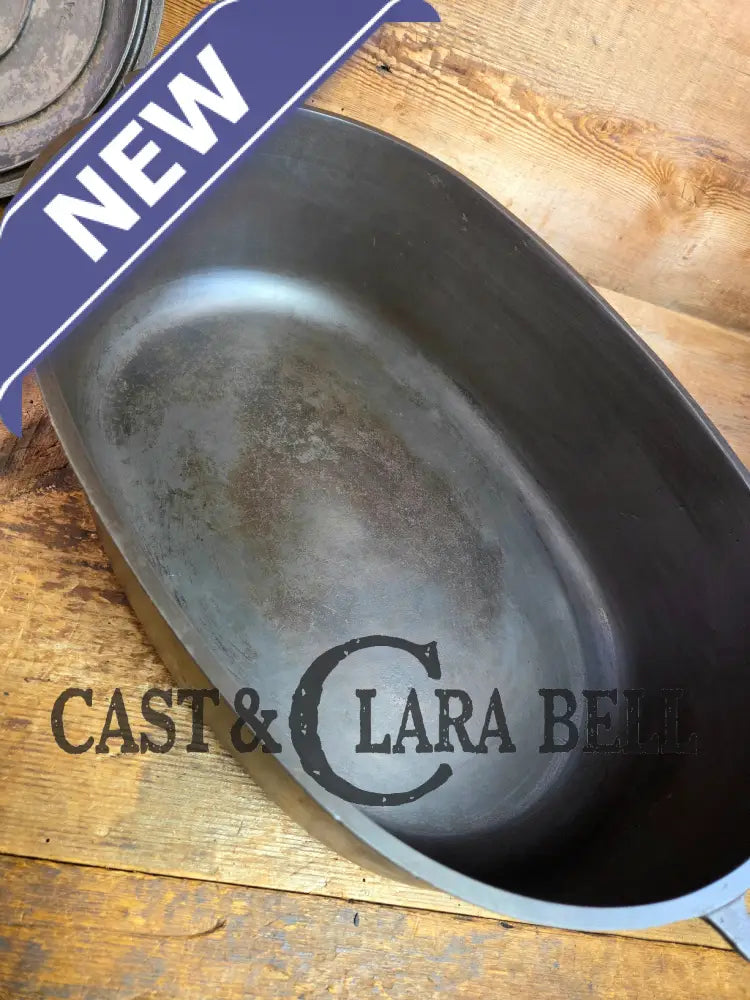 Priced to Sell: MONSTER! 1920’s Griswold #9 Large Block Logo Oval Roaster. P/N 645 Bottom 645 Lid - Dutch Ovens Trivets