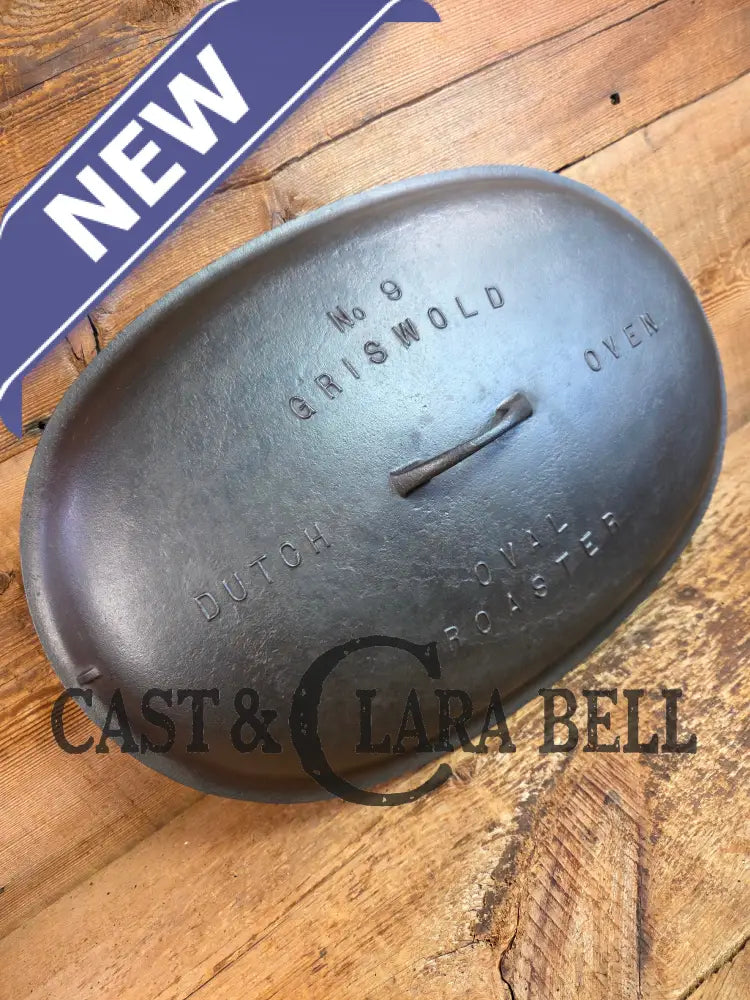 Priced to Sell: MONSTER! 1920’s Griswold #9 Large Block Logo Oval Roaster. P/N 645 Bottom 645 Lid - Dutch Ovens Trivets