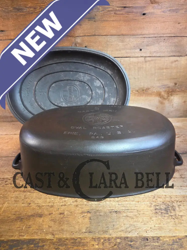 Priced to Sell: MONSTER! 1920’s Griswold #9 Large Block Logo Oval Roaster. P/N 645 Bottom 645 Lid - Dutch Ovens Trivets
