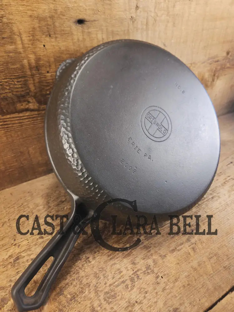 Priced to Sell SEE LISTING. Hard to find 1930’s Hammered finish Griswold No. 8 cast iron skillet 2008 with matching