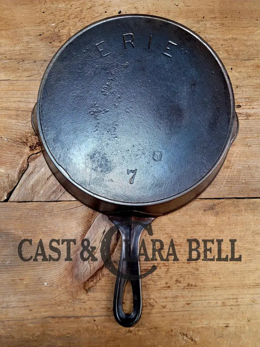 Rare! 1890βS Griswold Erie 2Nd Series #7 Skillet With Heat Ring And Makerβs Mark Shield!