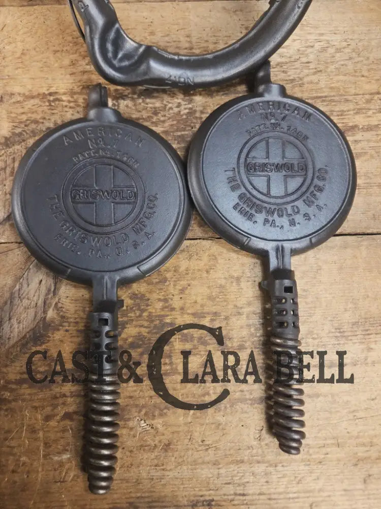 RARE Griswold #7 Waffle Iron with Short Base and Alaskan Handles Patt. 146 N The Griswold Mfg. Co. Erie PA USA Waffle