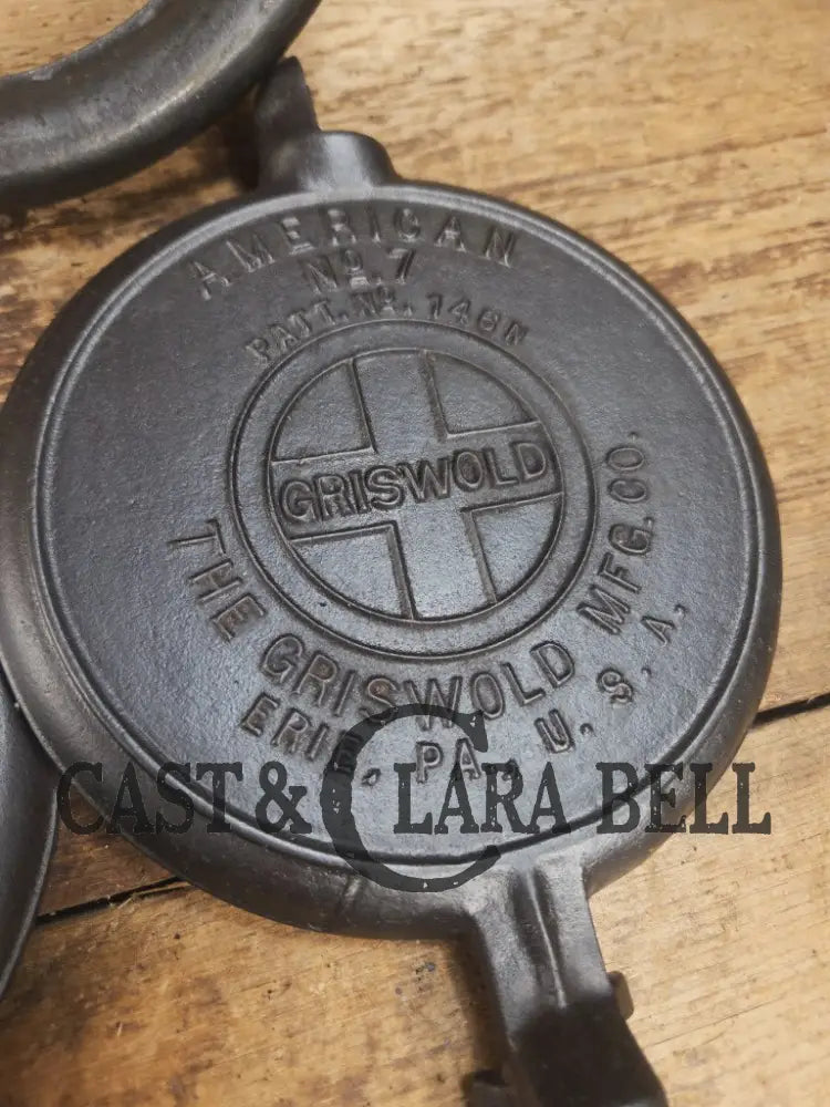 RARE Griswold #7 Waffle Iron with Short Base and Alaskan Handles Patt. 146 N The Griswold Mfg. Co. Erie PA USA Waffle