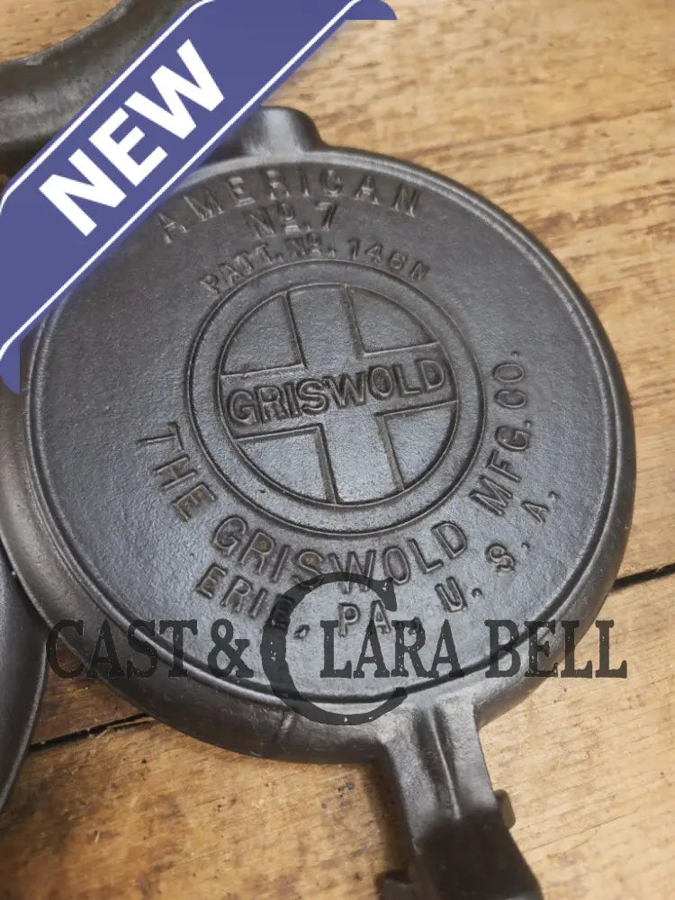 RARE Griswold #7 Waffle Iron with Short Base and Alaskan Handles Patt. 146 N The Griswold Mfg. Co. Erie PA USA Waffle