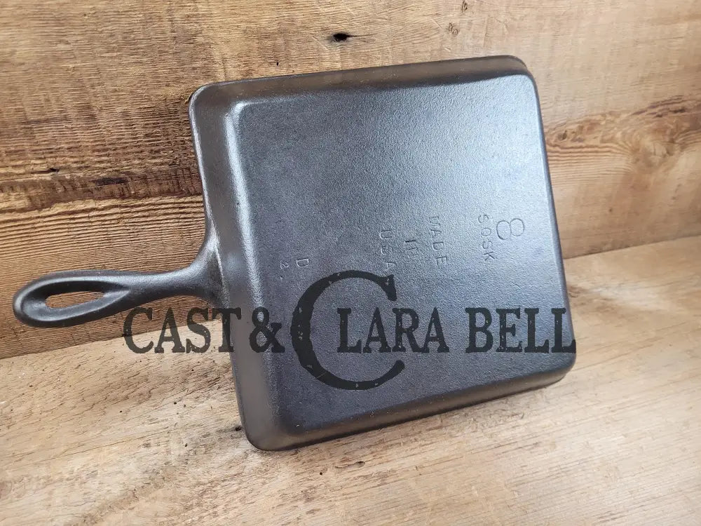 Sleek And Elegant Mid 1900’S Lodge Square Cast Iron Skillet. Sqsk #8 Markings. Versatile Pan For