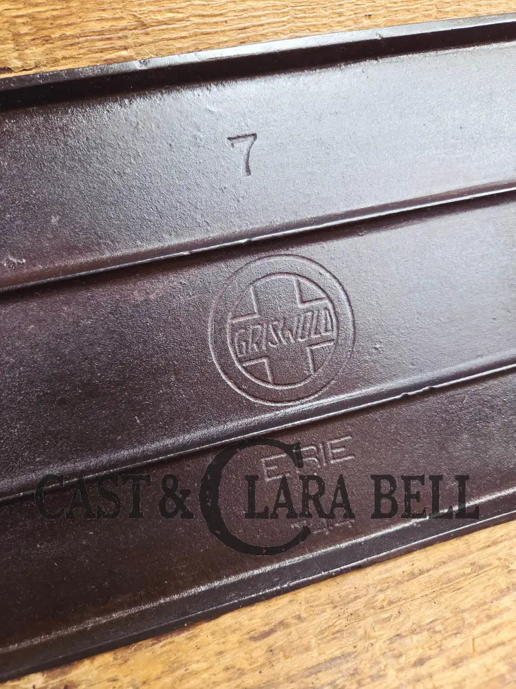 So elegant! 1910βs Griswold #7 Cast Iron Long Griddle with Slant Block Logo ERIE 744 Griddle