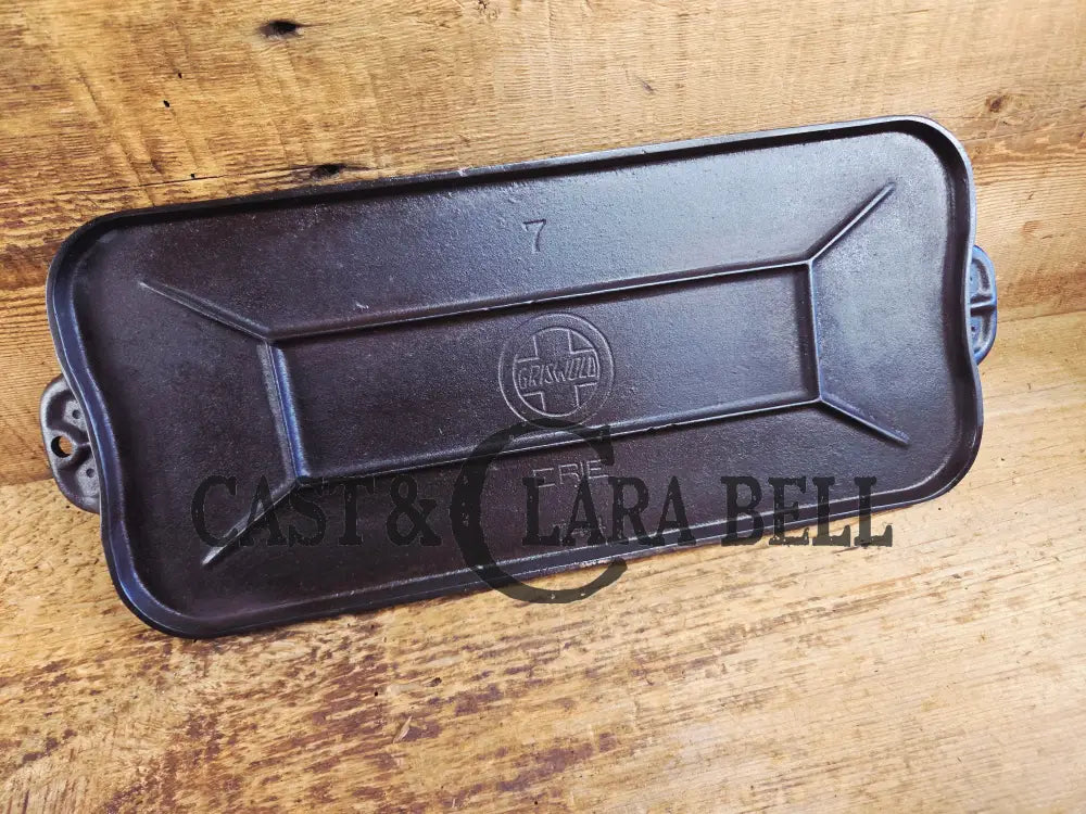So elegant! 1910’s Griswold #7 Cast Iron Long Griddle with Slant Block Logo ERIE 744 Griddle