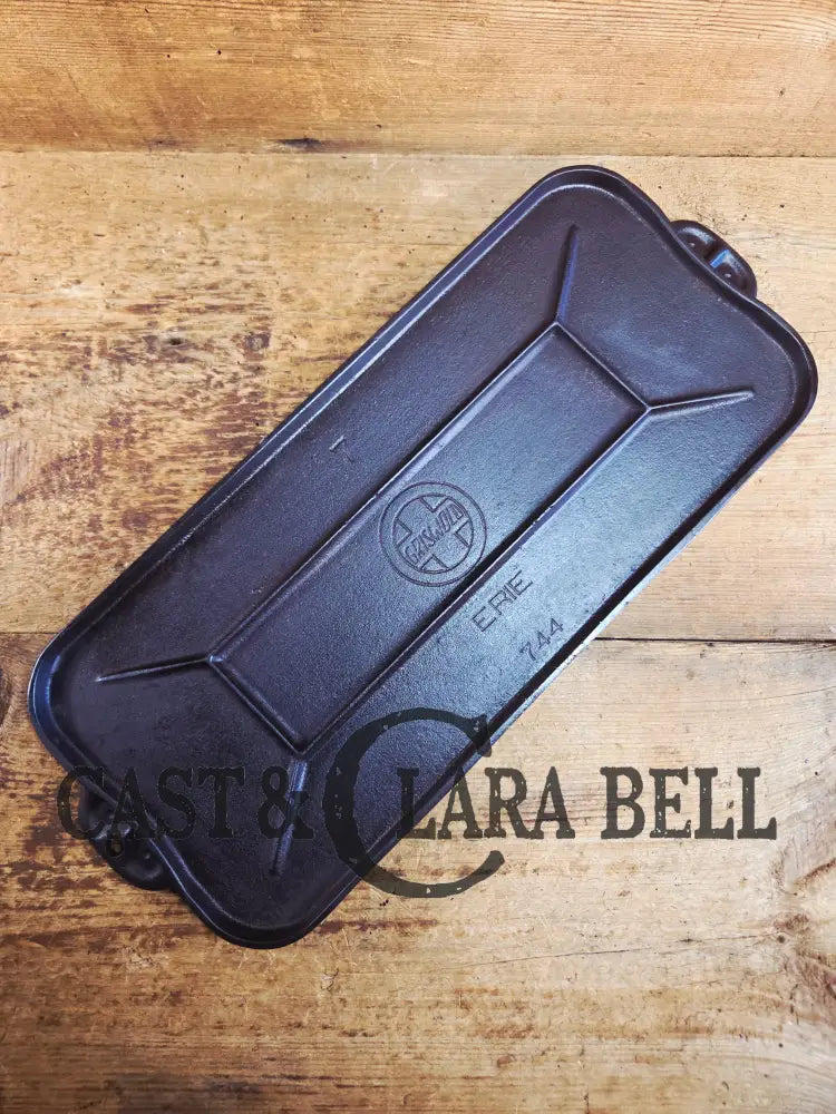 So elegant! 1910βs Griswold #7 Cast Iron Long Griddle with Slant Block Logo ERIE 744 Griddle