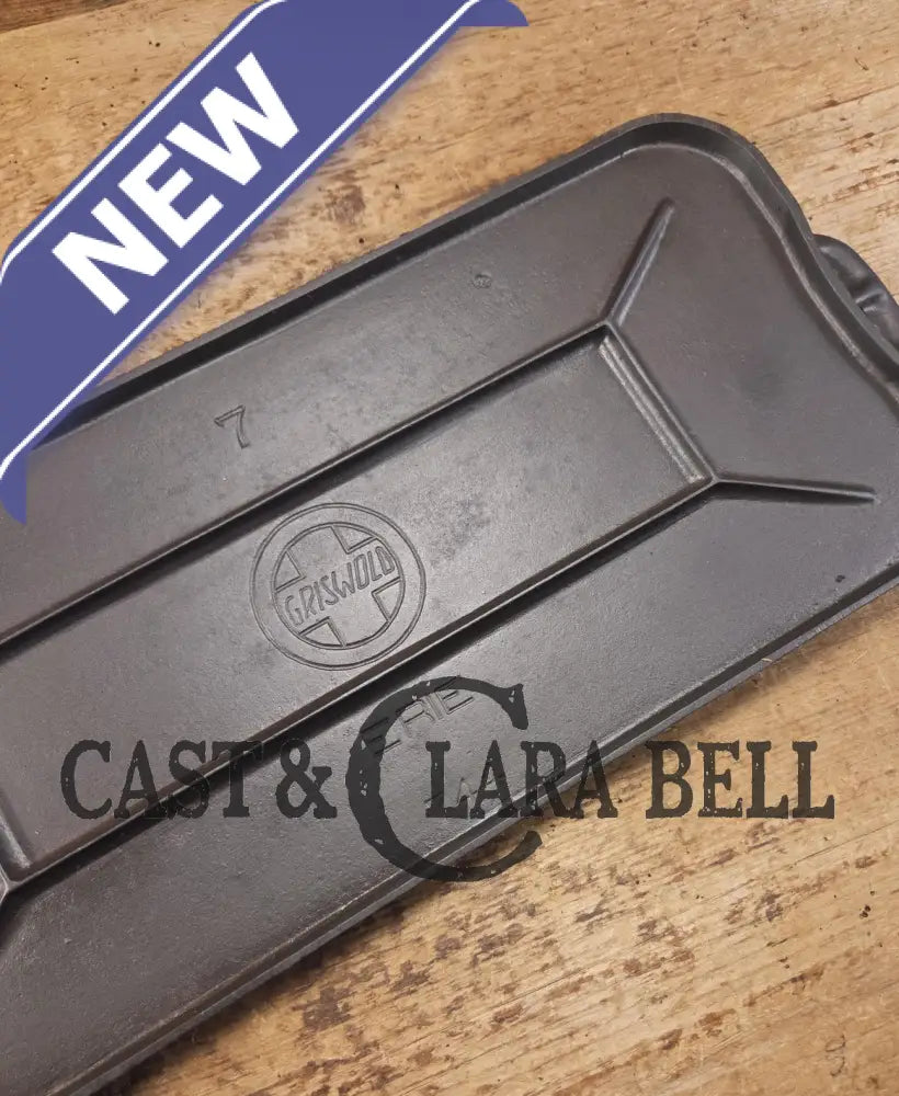 So elegant! 1920’s Griswold #7 Cast Iron Long Griddle with Slant Block Logo 744 Griddle