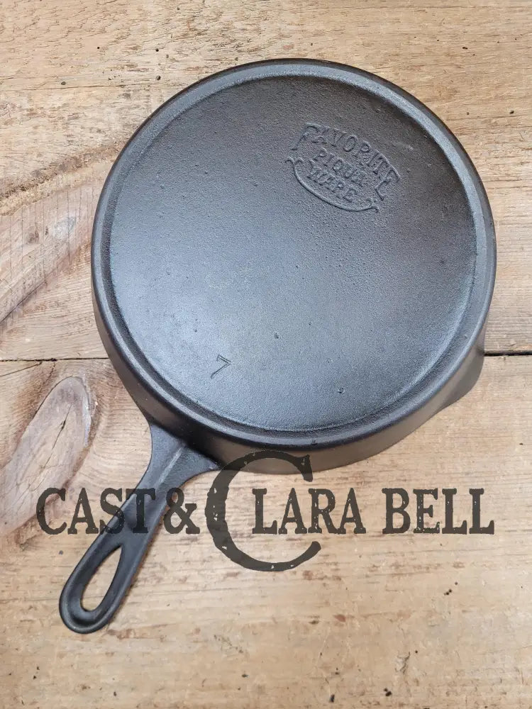 So Unique! 1930’S Favorite Piqua Ware #7 Cast Iron Skillet Smiley Logo.