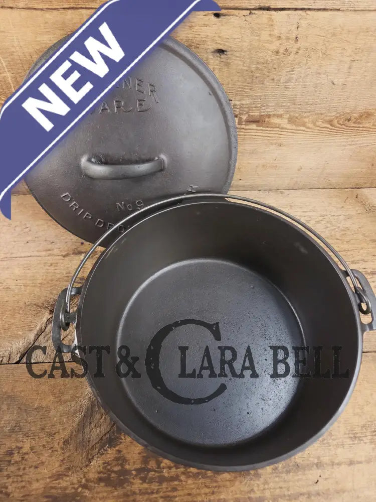 So unique! 1930’s Large fully marked Wagner Ware No. 9 Dutch Oven with saw tooth style Lid 1269 and Ghostmarked Logo!?