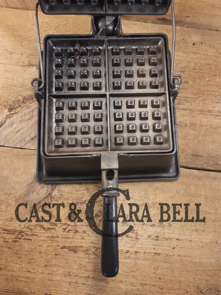 Spectacular and HTF Favorite Piqua Ware #8 Square Waffle Maker with Tall Base! Restored and Ready to make crispy