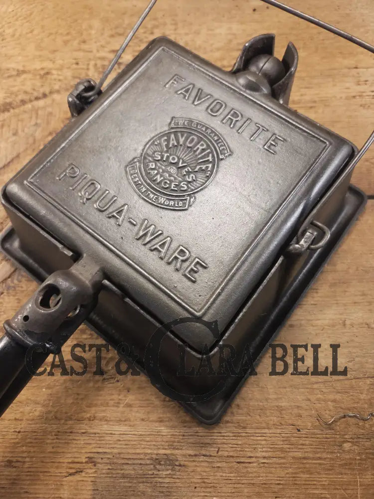 Spectacular and HTF Favorite Piqua Ware #8 Square Waffle Maker with Tall Base! Restored and Ready to make crispy