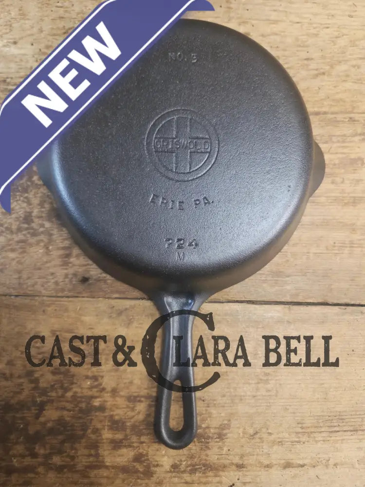 Super handy 1930’s Griswold No. 5 Saute Skillet Small Logo Grooved Handle Smooth Bottom 724 M. Restored and Ready to