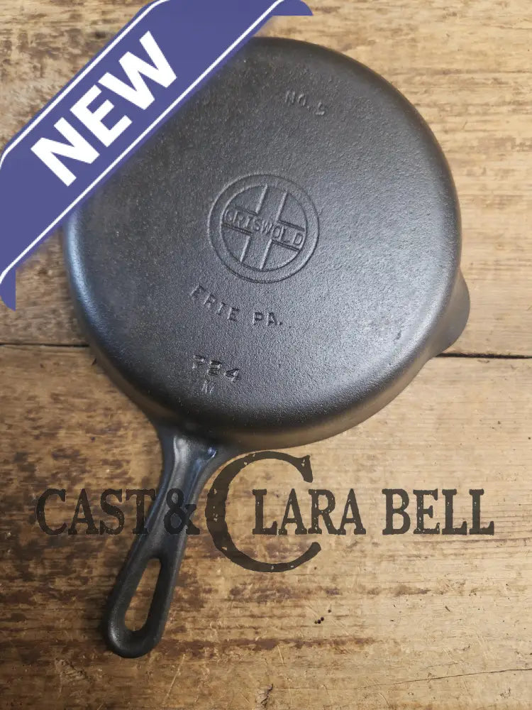 Super handy 1930’s Griswold No. 5 Saute Skillet Small Logo Grooved Handle Smooth Bottom 724 M. Restored and Ready to