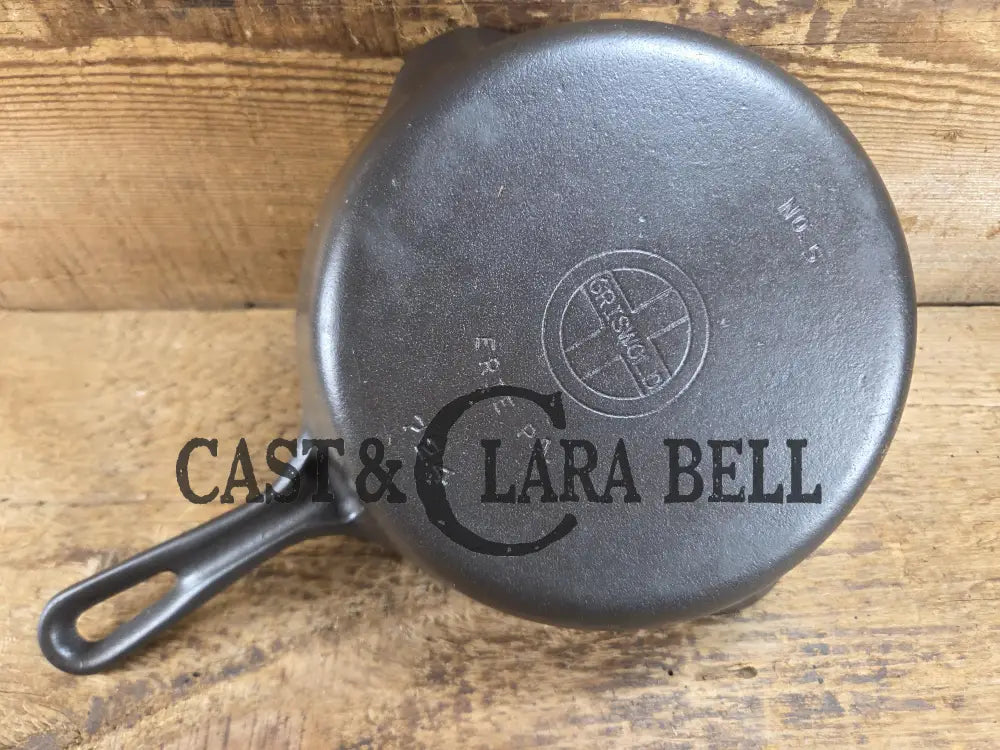 Super handy 1930’s Griswold No. 5 Saute Skillet Small Logo Grooved Handle Smooth Bottom 724. Restored and Ready to Use!
