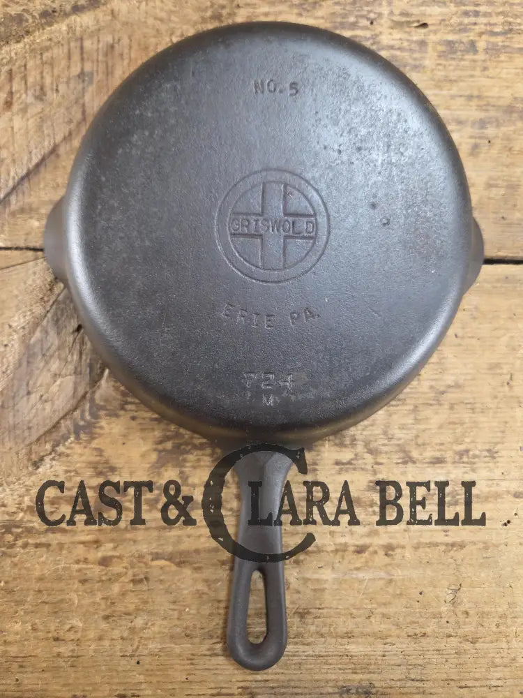 Super handy 1930’s Griswold No. 5 Saute Skillet Small Logo Smooth Bottom 724 M. Restored and Ready to Use! Skillet
