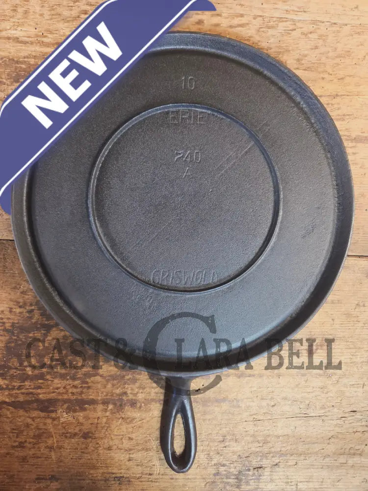 Super unique and gorgeous!! #740 Griswold #10 Round handled griddle with SLANT logo and NO Circles! Very different