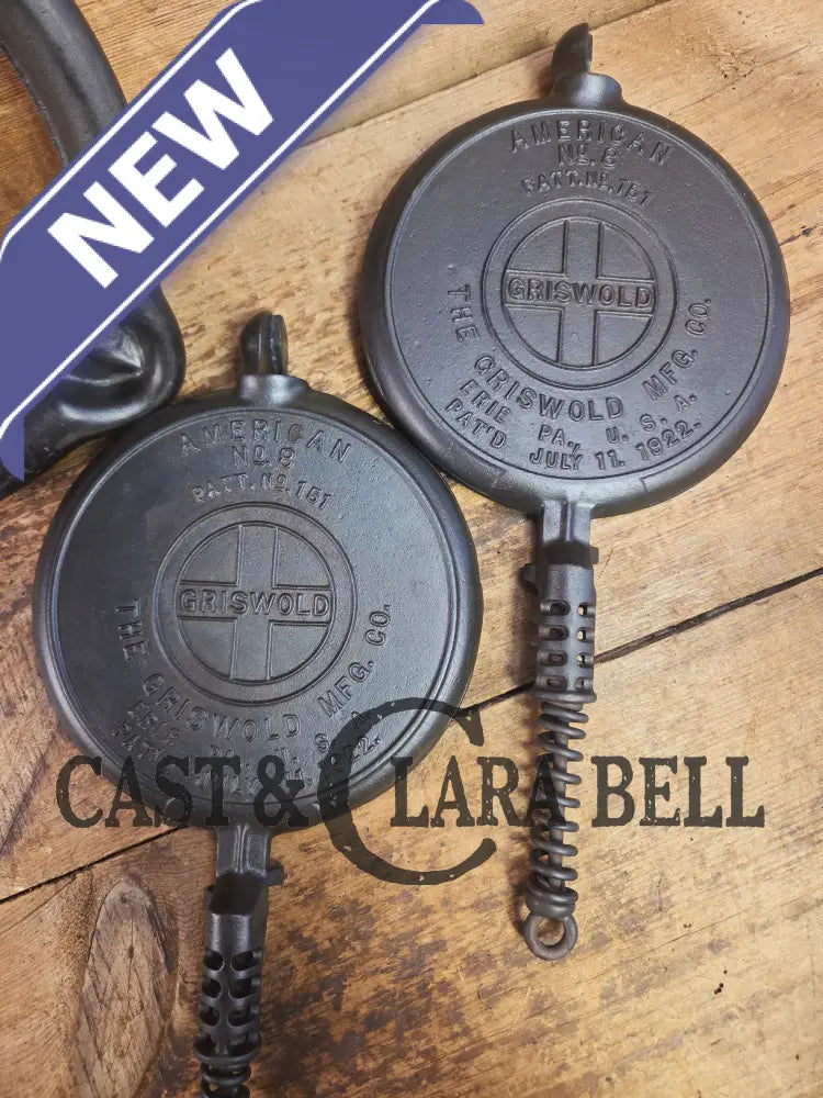 The BEST gift idea! Gorgeous Griswold #8 Cast Waffle Iron #151/151 Low base Fully Restored and Seasoned! Waffle Iron