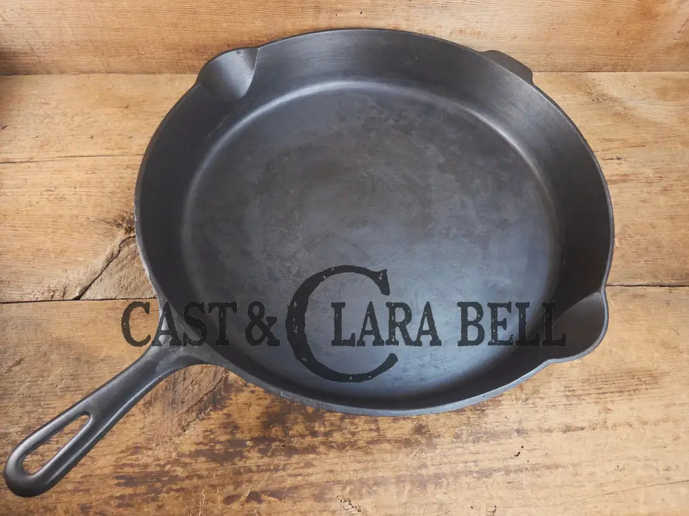 The biggest handled skillet made by Griswold! Huge beautiful 1930’s Griswold No. 14 Skillet with Large Block Logo and