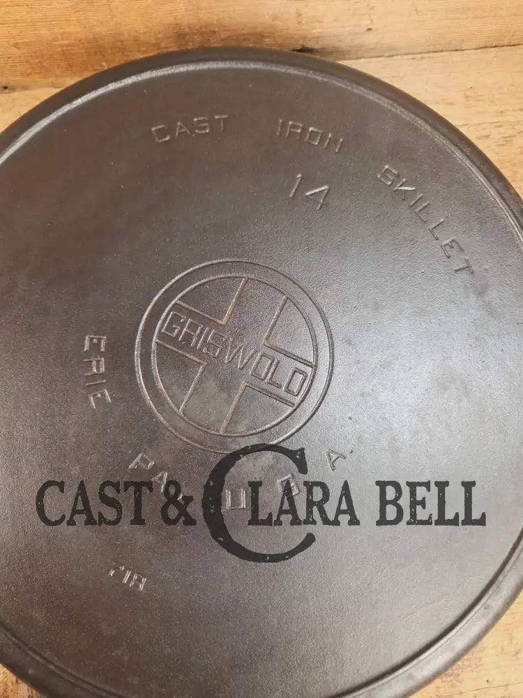 The biggest handled skillet made by Griswold! Huge beautiful 1930’s Griswold No. 14 Skillet with Large Block Logo and