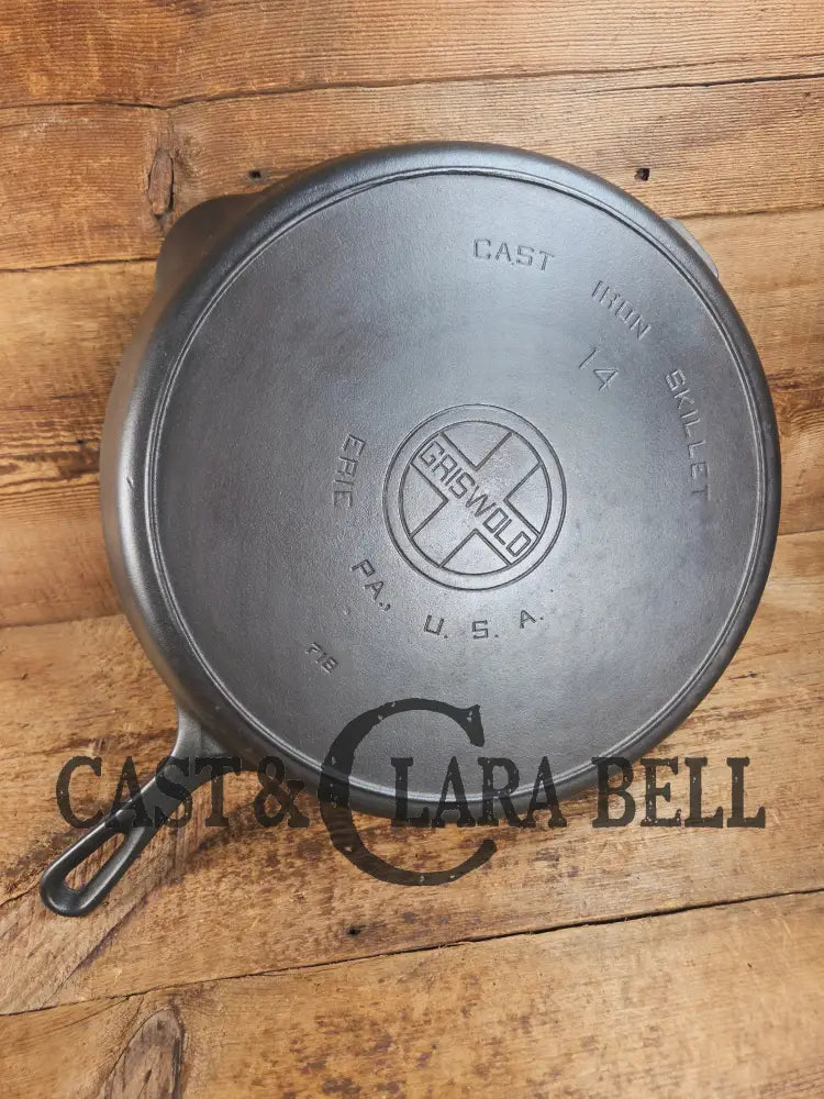 The biggest handled skillet made by Griswold! Huge beautiful 1930’s Griswold No. 14 Skillet with Large Block Logo and