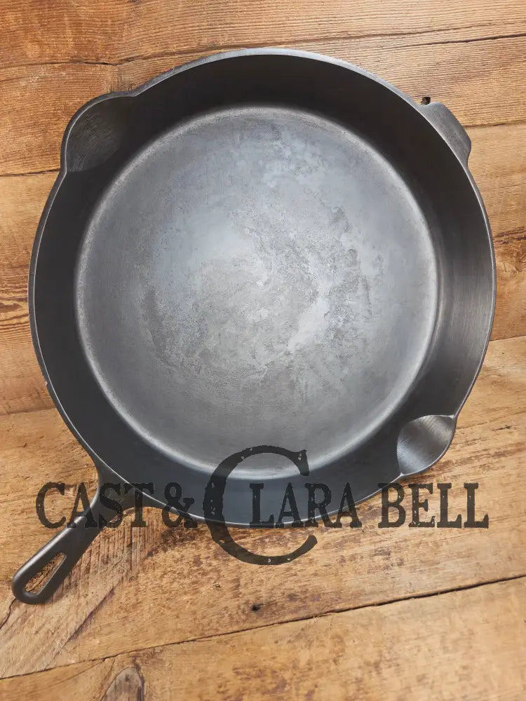 The biggest handled skillet made by Griswold! Huge beautiful 1930’s Griswold No. 14 Skillet with Large Block Logo and