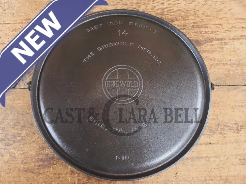 The BIGGEST you can buy! HTF 1920βs Griswold No. 14 Round Griddle with Bail. Block Logo #618. Ready to make pizzas by