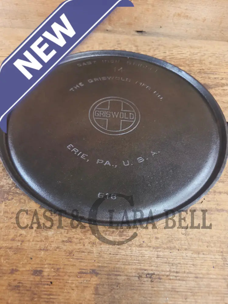 The BIGGEST you can buy! HTF 1920βs Griswold No. 14 Round Griddle with Bail. Block Logo #618. Ready to make pizzas by