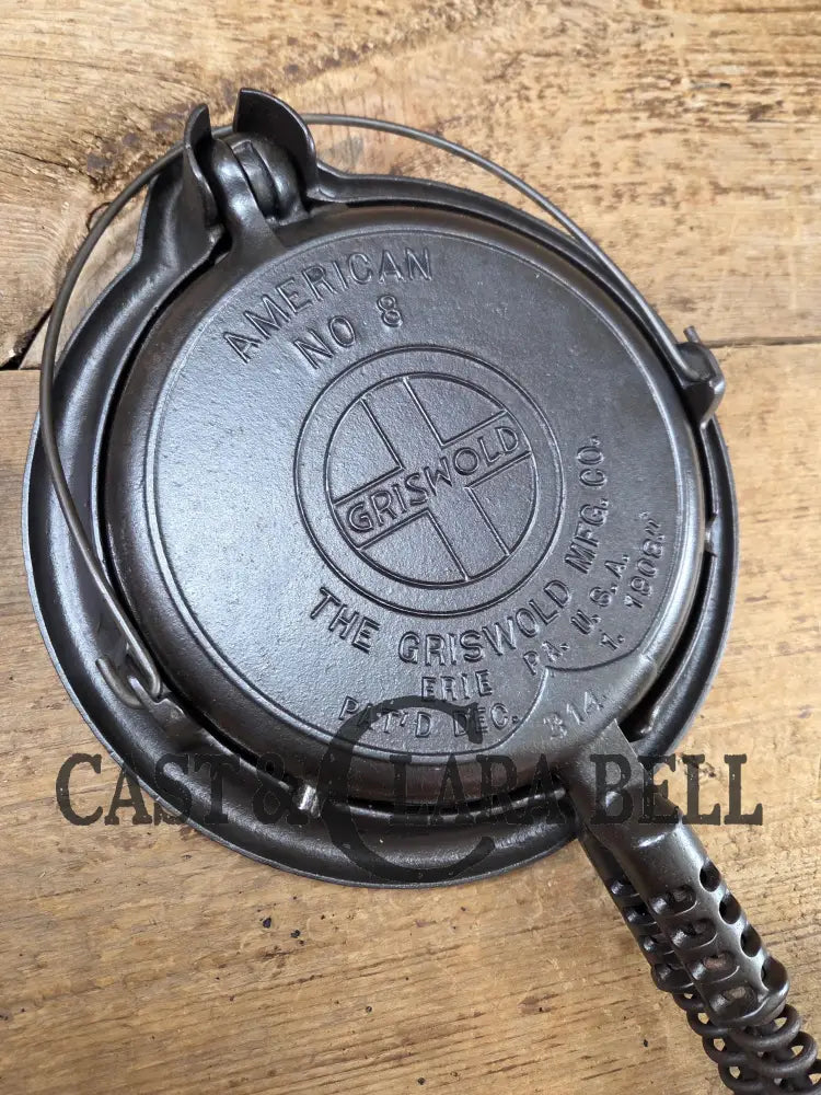 The Classic! 1920’s Griswold No. 8 Waffle Iron (314/315) with low (913) bailed base. Makes crispy waffles! Skillet