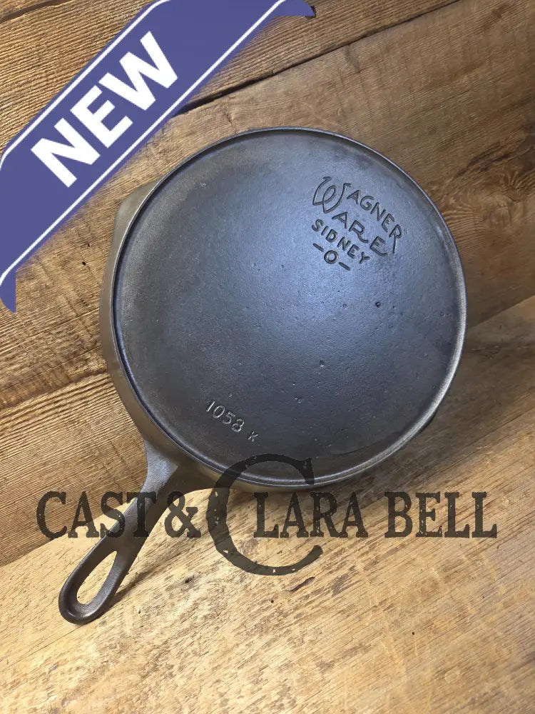 The Classic! 1924 Wagner Ware Sidney -O- #8 Skillet with Heat Ring and Stylized Logo 1058 K Skillet