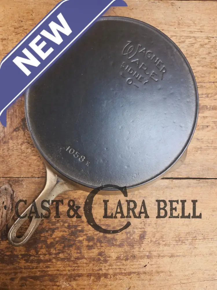 The Classic! 1924 Wagner Ware Sidney -O- #8 Skillet with Heat Ring and Stylized Logo 1058 K. Nickel plated outside