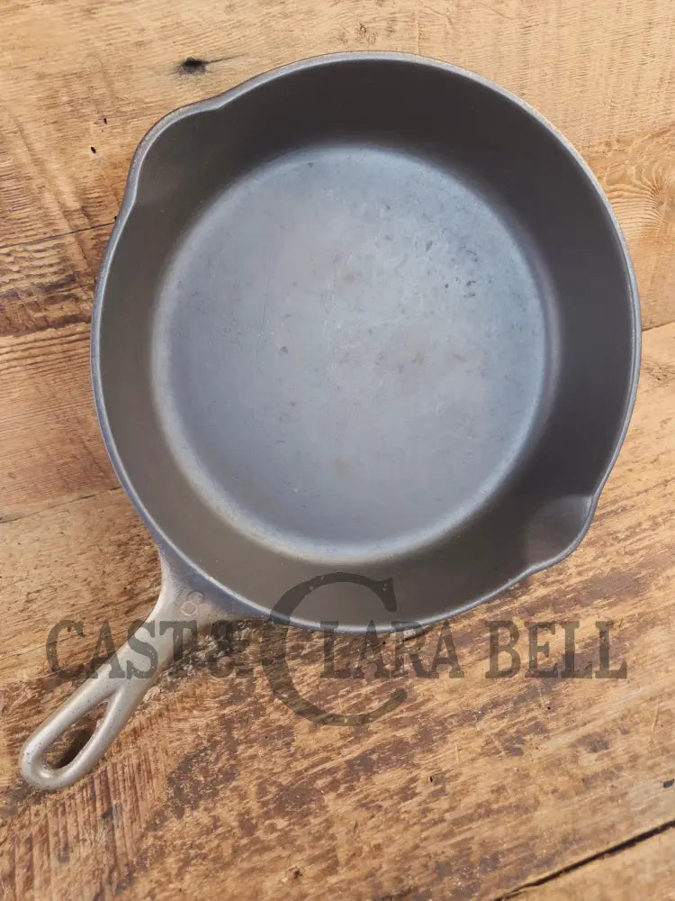 The Classic! 1924 Wagner Ware Sidney -O- #8 Skillet with smooth bottom & Stylized Logo 1058 K. Nickel plated outside