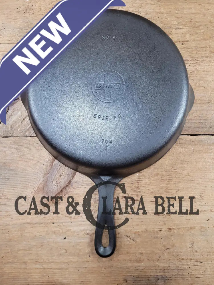 The Classic! 1930’S Griswold No. 8 Skillet With Small Block Logo And Smooth Bottom 704 T.