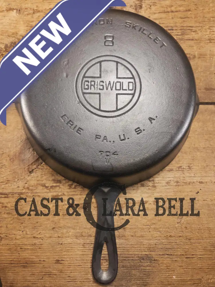 The Classic and our Best Seller! 1930’s Griswold #8 Cast Iron Skillet with Large Block Logo 704 W