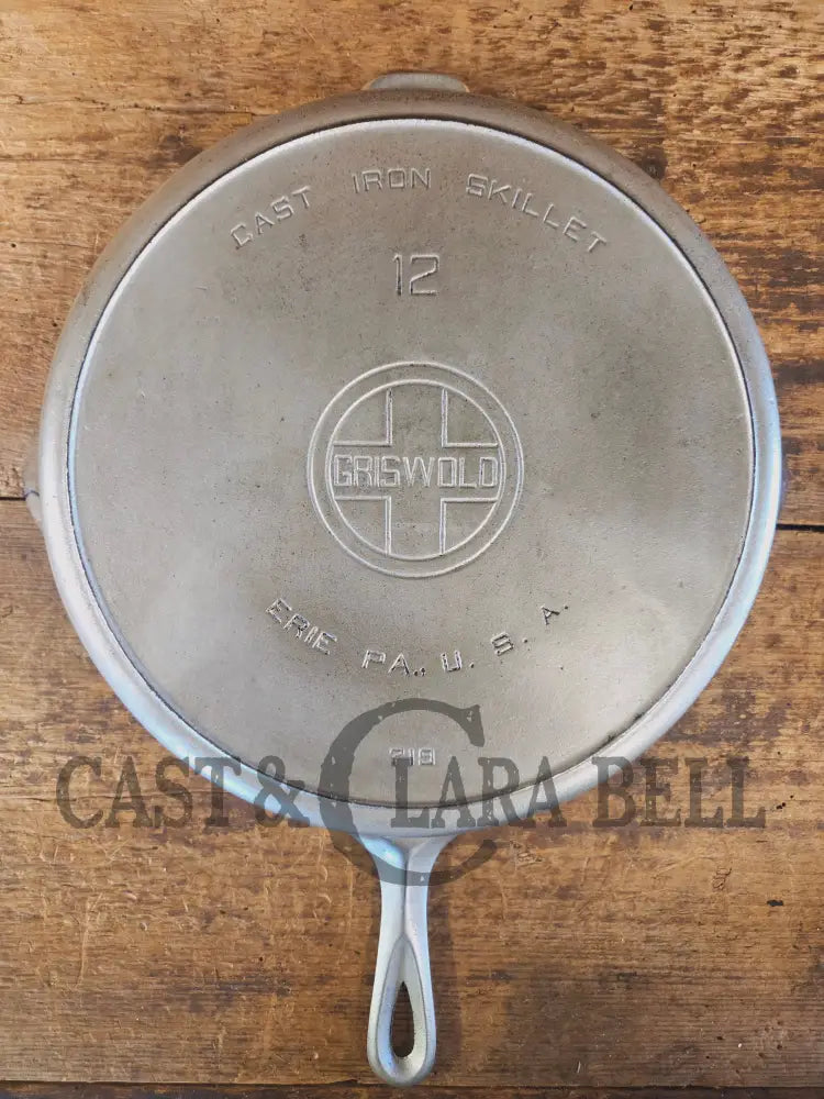 The Premier Skillet! Huge 1920’s Griswold No. 12 Skillet with Block Logo 719. Chrome Finish - Skillet