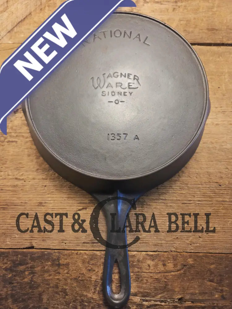 Tough to find! 1920’s era Wagner made National / Wagner Ware dual logo #7 (1357) Center logo cast iron skillet with