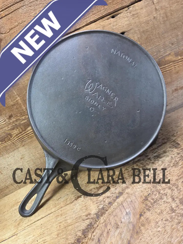 Tough to find! 1920’s era Wagner made National / Wagner Ware dual logo #9 (1359) Center logo cast iron skillet with