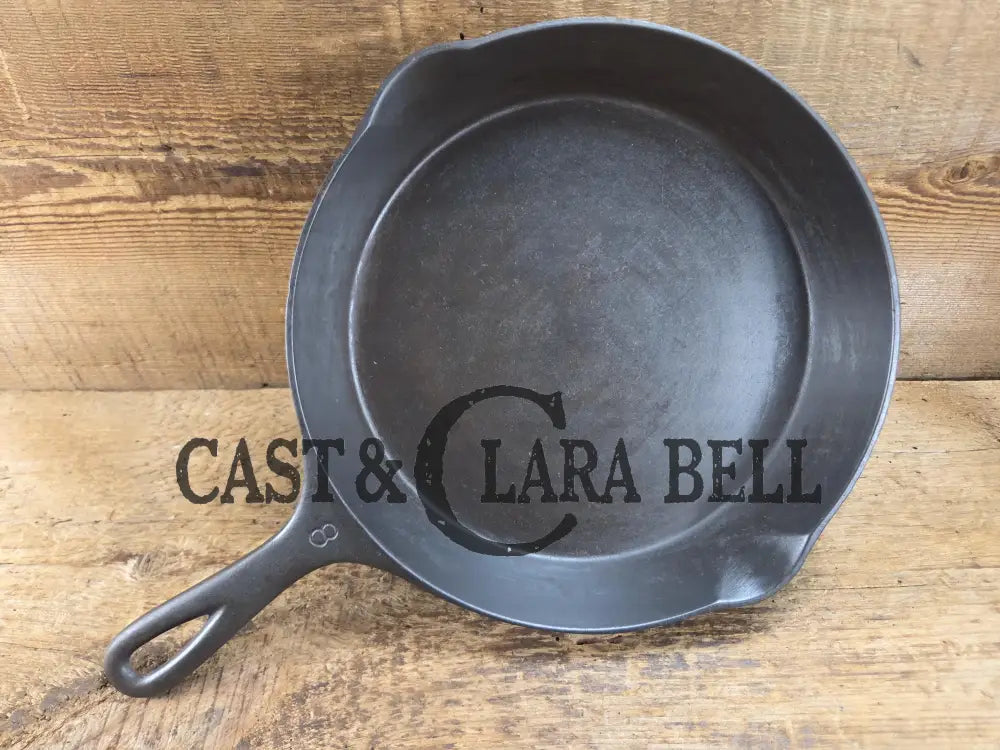 Tough to find! 1924 Wagner made National / Wagner Ware dual logo #8 (1358) Center logo cast iron skillet with Heat Ring