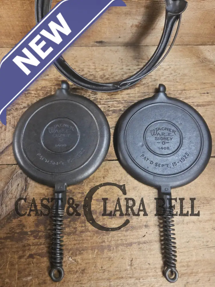 Tougher to find 1920’s Early Wagner Ware Stylized logo 1408 #8 Waffle Iron with short Base! Waffle Iron