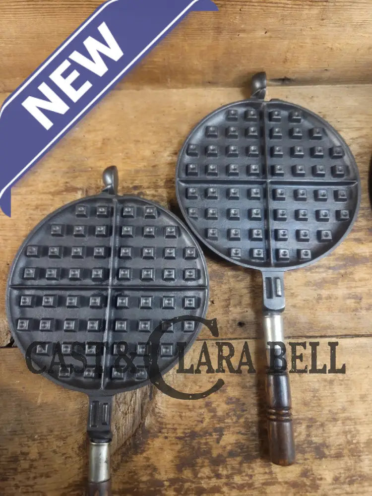 Tougher to find 1920βs Early Wagner Ware Stylized logo 1408 #8 Waffle Iron with tall Base! Waffle Iron
