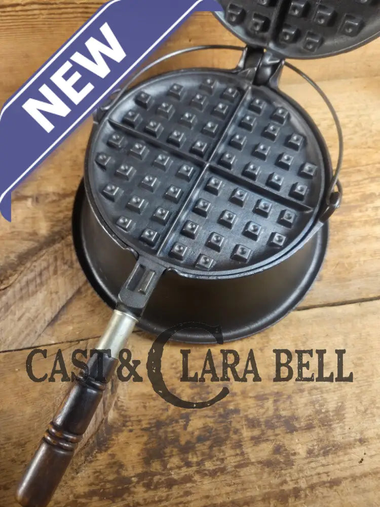 Tougher to find 1920βs Early Wagner Ware Stylized logo 1408 #8 Waffle Iron with tall Base! Waffle Iron