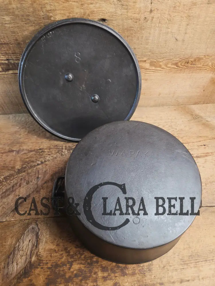 Tougher to find! Gorgeous early 1900’s Wapak #8 Stright Logo Cast Iron Dutch Oven. Fully restored and ready to use.