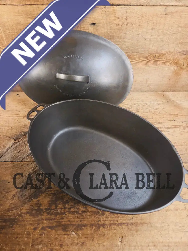 Turtle Top Style Wagner #5 Oval Roaster with Sawtooth drip lid and Stylized logo bottom Dutch Ovens Trivets & Kettles