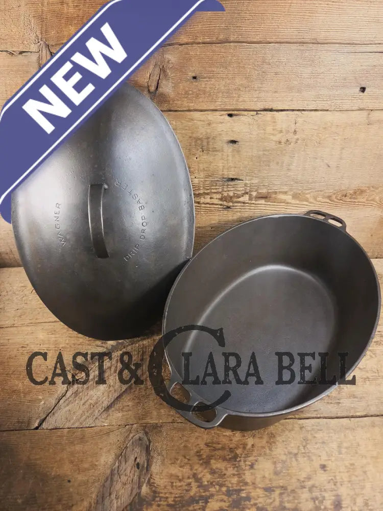 Turtle Top Style Wagner #5 Oval Roaster with Sawtooth drip lid and Stylized logo bottom Dutch Ovens Trivets & Kettles